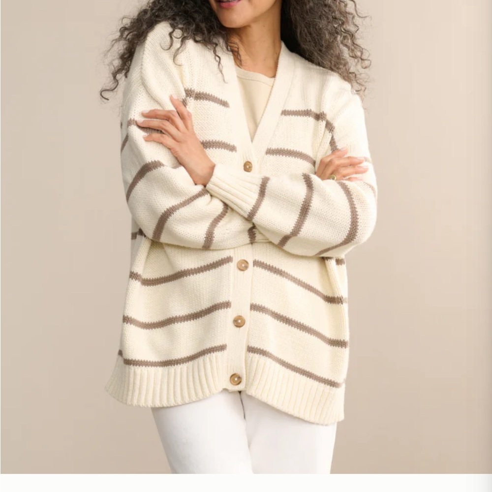 Jenni Kayne Chloe Cardigan-Cream and Taupe